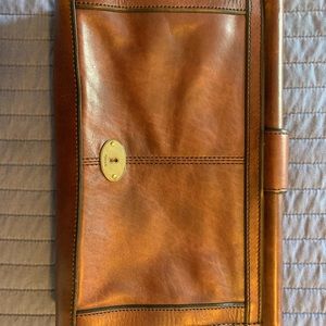 Fossil cognac envelope clutch